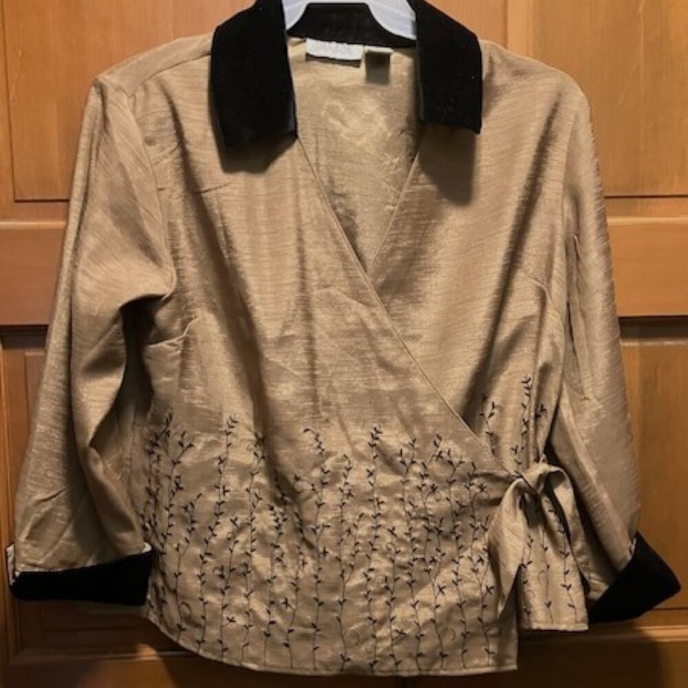 Selene SPORT  Sz XL, Black Velvet Collar/Cuffs, bronze, Black Embroideed Floral